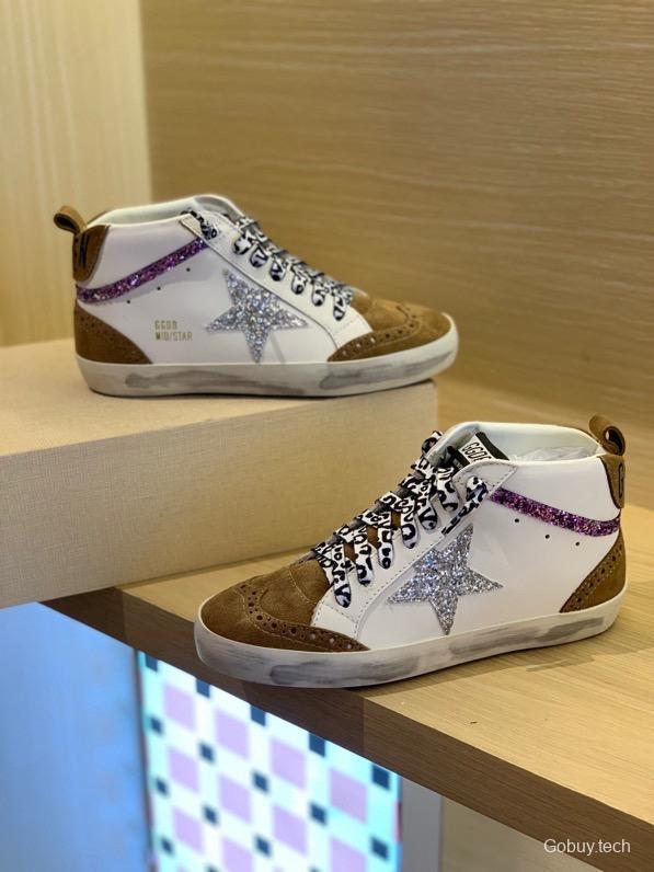 2024 Unisex GGDB White Brown Suede Leather High Top Sneakers MJ00300