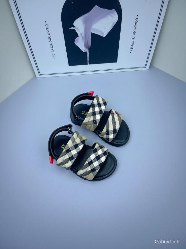 2025 Kids Burberry Beige Black Check Cotton Sandals