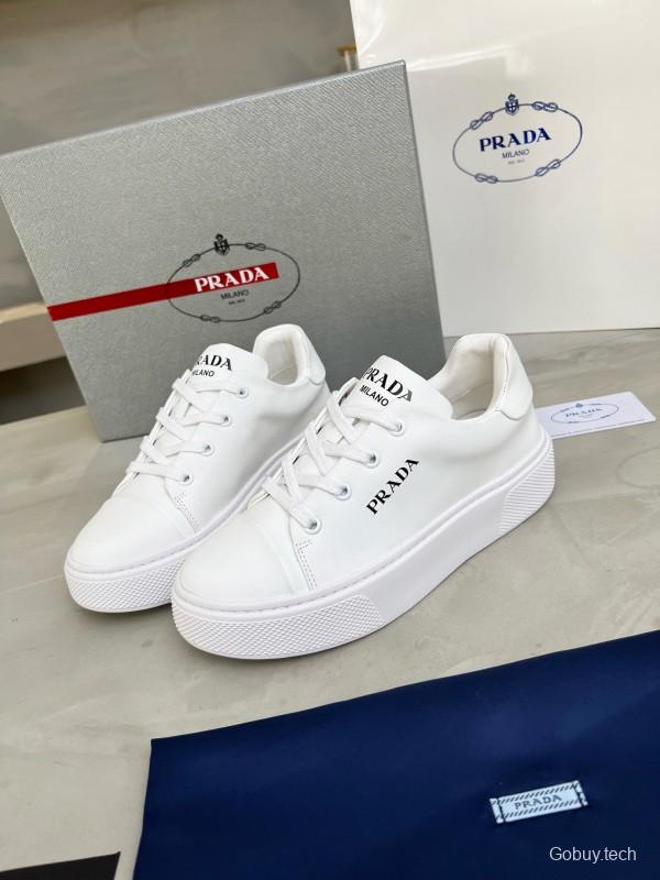 2024 Unisex Prada White Calfskin Leather Sneakers MJ00310