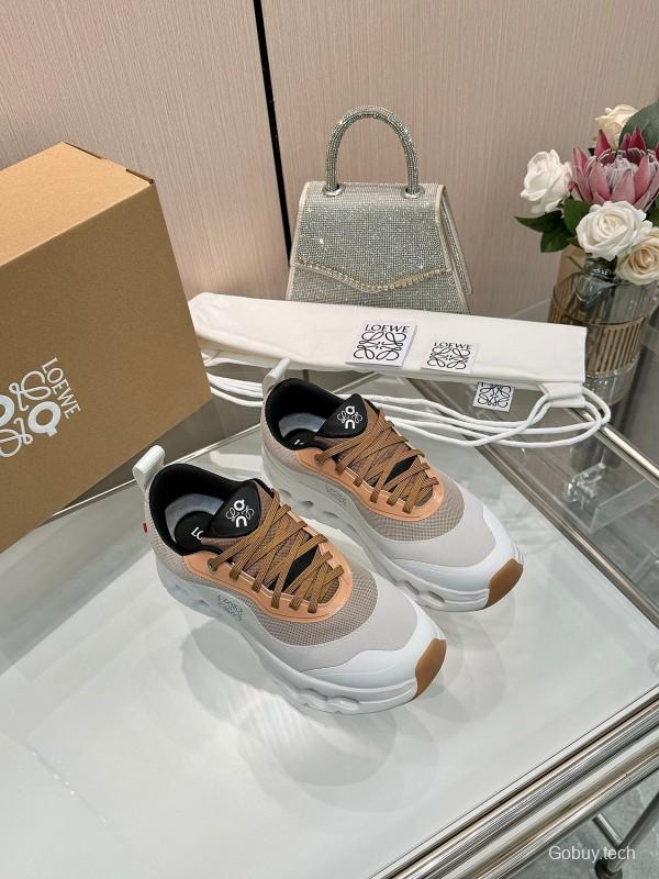2025 Women Loewe Beige White Mesh Sneakers