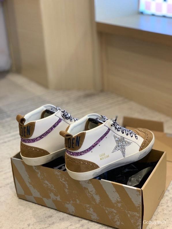 2024 Unisex GGDB White Brown Suede Leather High Top Sneakers MJ00300