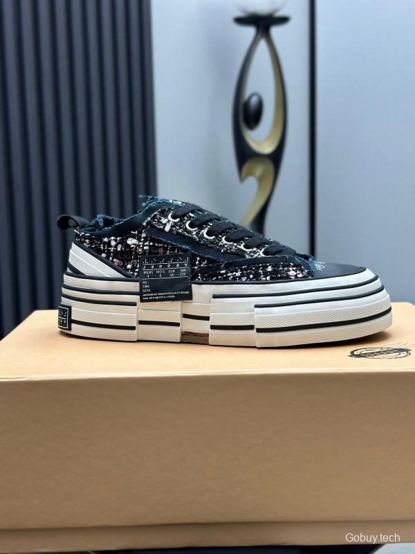 2025 Unisex XVESSEL Black White Canvas Platform Vulcanized Sneakers AS00260