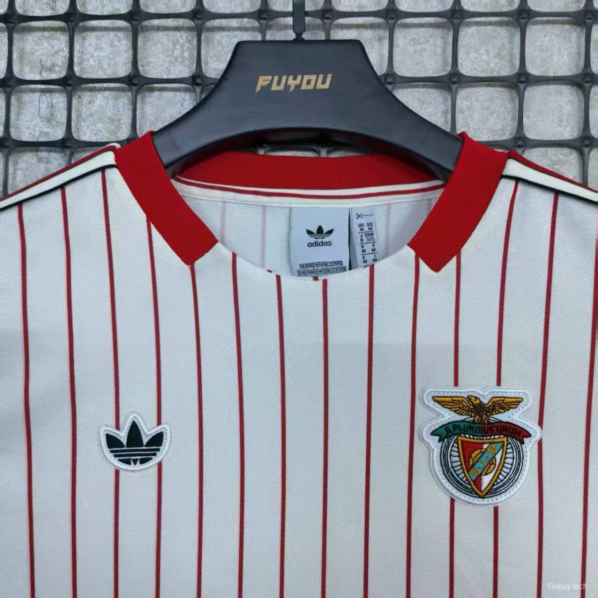 25/26 Benfica Adidas Original White with Red Pinstripes Jersey